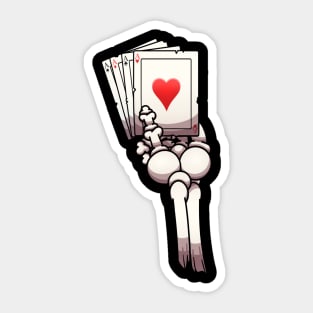 Skeleton Hand Holding Pack Of Cards Sticker